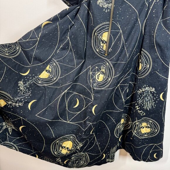 Spin Doctor Hell Bunny Y2K Pentagram Constellations Gothic Black Mini Dress S - Picture 11 of 15